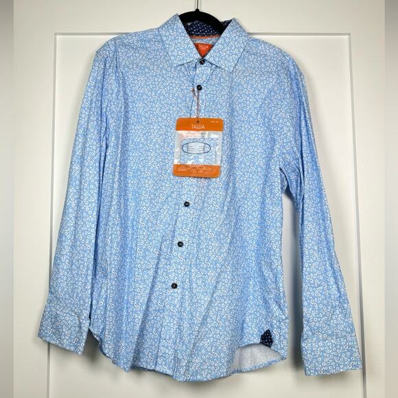 TALLIA Sport Blue Floral Button Down Shirt Size Large NWT - Picture 1 of 7